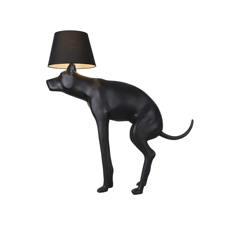 Resin Dog Nightstand Lamp Country Style 1 Bulb Bedroom Night Table Light in Black with Cone Fabric Shade Clearhalo 'Lamps' 'Table Lamps' Lighting' 1454276