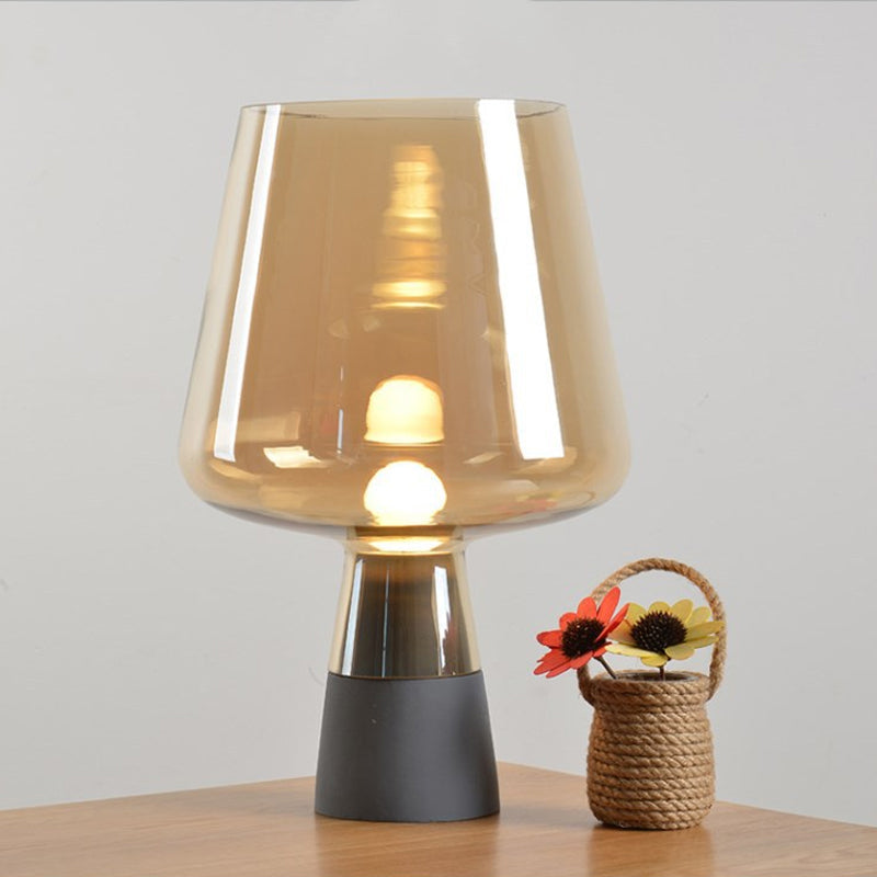 Truncated Cone Cognac Glass Table Lamp Mid Century Single 8