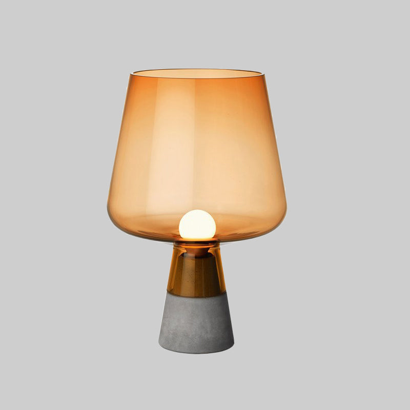 Truncated Cone Cognac Glass Table Lamp Mid Century Single 8