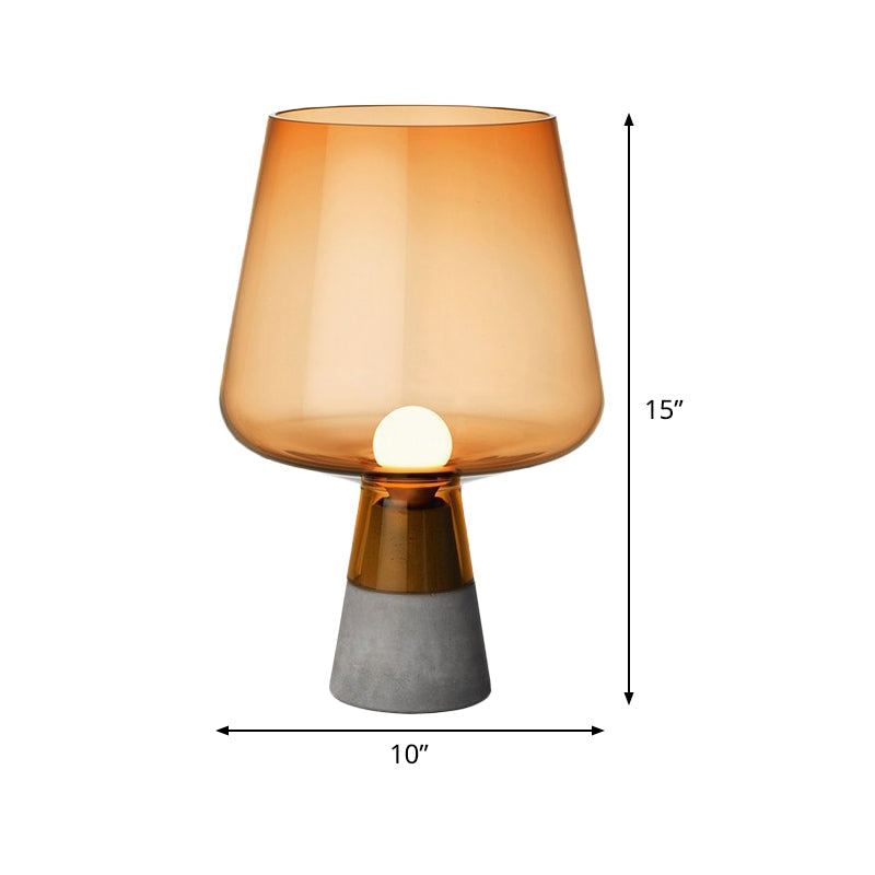 Truncated Cone Cognac Glass Table Lamp Mid Century Single 8