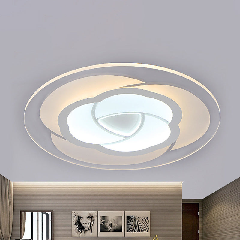 Blossom Extra Thin Acrylic Flushmount Modernism White Integrated LED Flush Mount Ceiling Light in Warm/White Light, 16.5