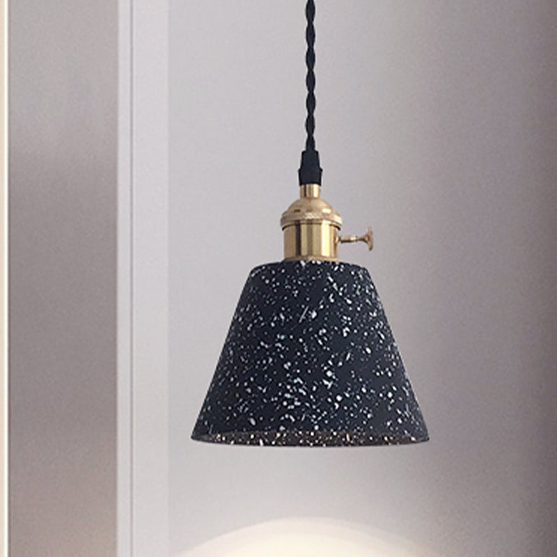 Black Tapered Ceiling Suspension Lamp Industrial Cement 1-Head Living Room Pendant Light Fixture Black Clearhalo 'Ceiling Lights' 'Industrial Pendants' 'Industrial' 'Middle Century Pendants' 'Pendant Lights' 'Pendants' 'Tiffany' Lighting' 1454711