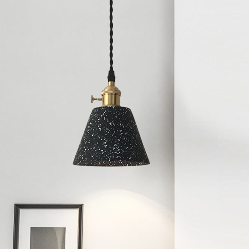 Black Tapered Ceiling Suspension Lamp Industrial Cement 1-Head Living Room Pendant Light Fixture Clearhalo 'Ceiling Lights' 'Industrial Pendants' 'Industrial' 'Middle Century Pendants' 'Pendant Lights' 'Pendants' 'Tiffany' Lighting' 1454712