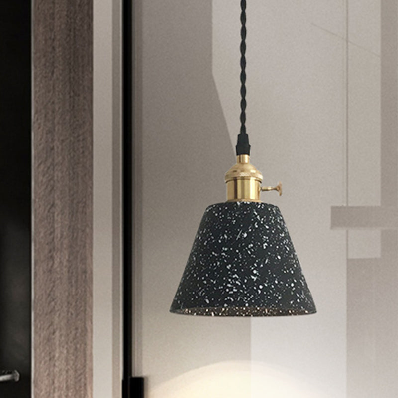 Black Tapered Ceiling Suspension Lamp Industrial Cement 1-Head Living Room Pendant Light Fixture Clearhalo 'Ceiling Lights' 'Industrial Pendants' 'Industrial' 'Middle Century Pendants' 'Pendant Lights' 'Pendants' 'Tiffany' Lighting' 1454713