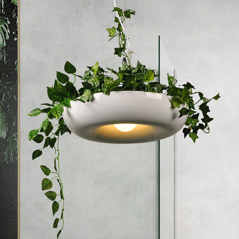 Aluminium Bowl Pendant Ceiling Light Industrial 1 Bulb Restaurant Plant Hanging Lamp in Black/White/Green Clearhalo 'Ceiling Lights' 'Pendant Lights' 'Pendants' Lighting' 1454746