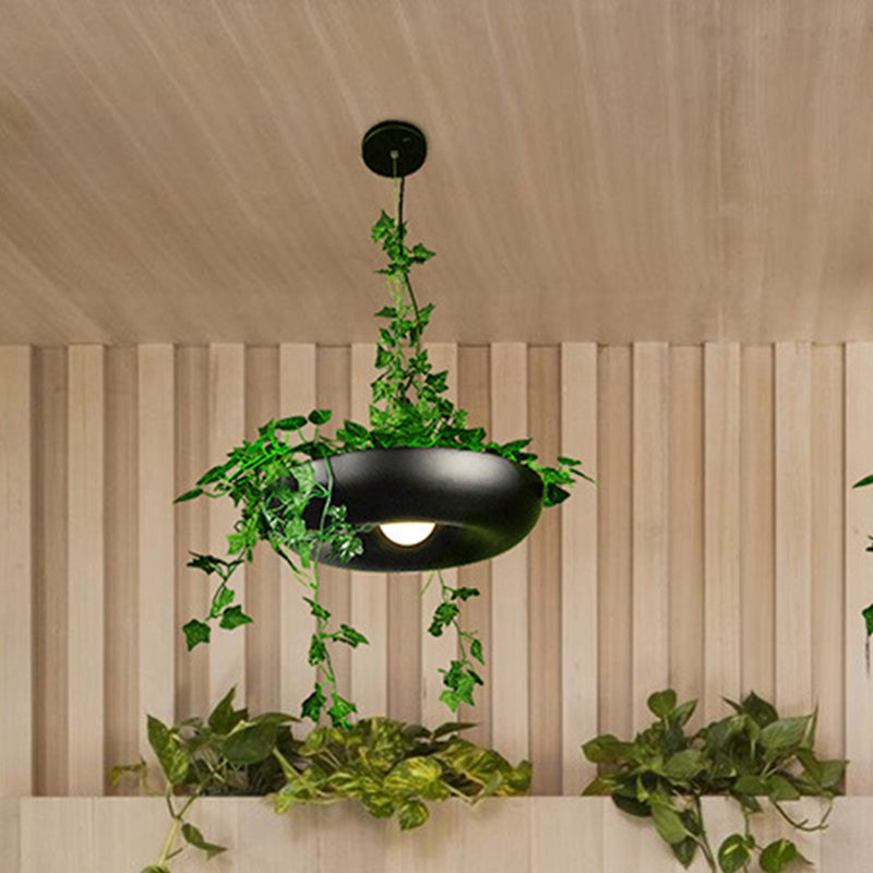 Aluminium Bowl Pendant Ceiling Light Industrial 1 Bulb Restaurant Plant Hanging Lamp in Black/White/Green Clearhalo 'Ceiling Lights' 'Pendant Lights' 'Pendants' Lighting' 1454751