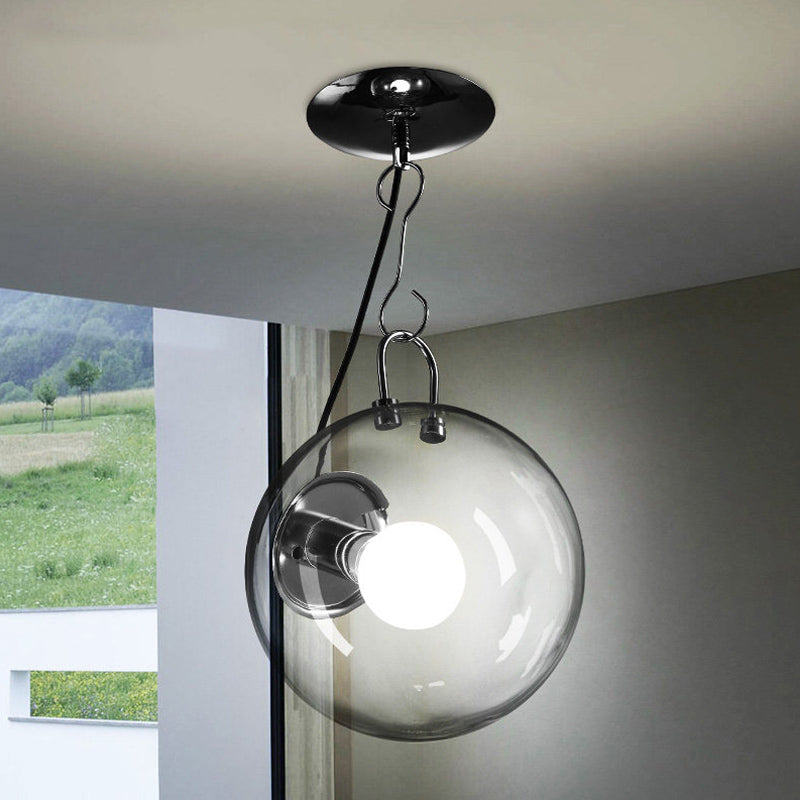 Small Globe Clear Glass Flushmount Minimalism Single Chrome Semi Flush Mount Ceiling Light Clear Clearhalo 'Ceiling Lights' 'Close To Ceiling Lights' 'Close to ceiling' 'Glass shade' 'Glass' 'Pendant Lights' 'Semi-flushmount' Lighting' 1454871