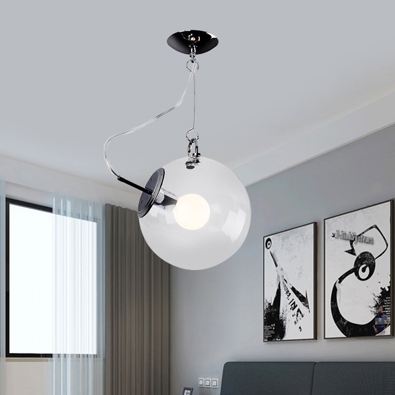 Small Globe Clear Glass Flushmount Minimalism Single Chrome Semi Flush Mount Ceiling Light Clearhalo 'Ceiling Lights' 'Close To Ceiling Lights' 'Close to ceiling' 'Glass shade' 'Glass' 'Pendant Lights' 'Semi-flushmount' Lighting' 1454873