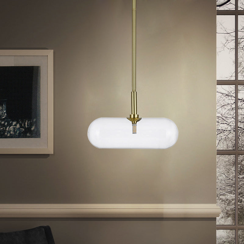 Minimalist Capsule Clear Glass Pendant Single-Bulb Suspended Lighting Fixture in Gold Clearhalo 'Ceiling Lights' 'Glass shade' 'Glass' 'Modern Pendants' 'Modern' 'Pendant Lights' 'Pendants' Lighting' 1454928