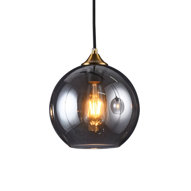 Dome Shade Suspended Lighting Fixture Retro Smoke Grey Glass Brass Pendant Light Fixture Clearhalo 'Ceiling Lights' 'Glass shade' 'Glass' 'Modern Pendants' 'Modern' 'Pendant Lights' 'Pendants' Lighting' 1455031