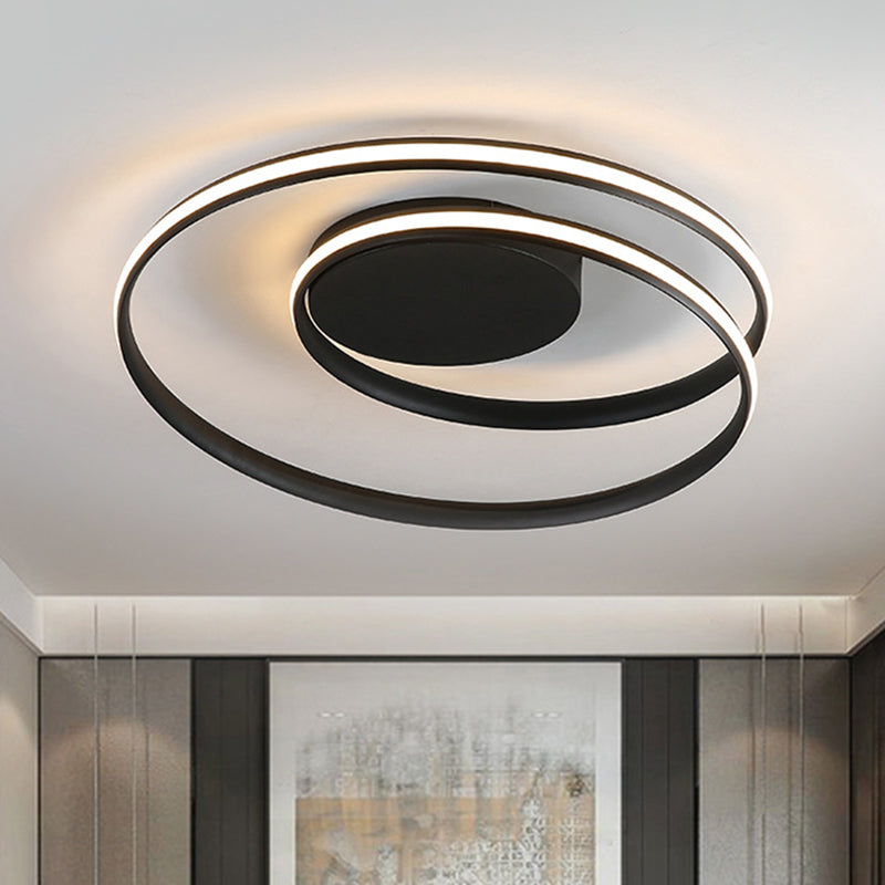 Twisting LED Flush Mount Ceiling Light Simplicity Aluminum Black/White Flush Mount Lamp in Warm/White/3 Color Light for Rental House Clearhalo 'Ceiling Lights' 'Close To Ceiling Lights' 'Close to ceiling' 'Flush mount' Lighting' 1455279
