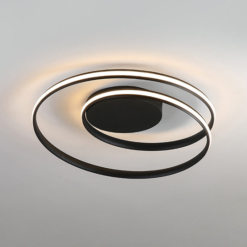 Twisting LED Flush Mount Ceiling Light Simplicity Aluminum Black/White Flush Mount Lamp in Warm/White/3 Color Light for Rental House Clearhalo 'Ceiling Lights' 'Close To Ceiling Lights' 'Close to ceiling' 'Flush mount' Lighting' 1455282