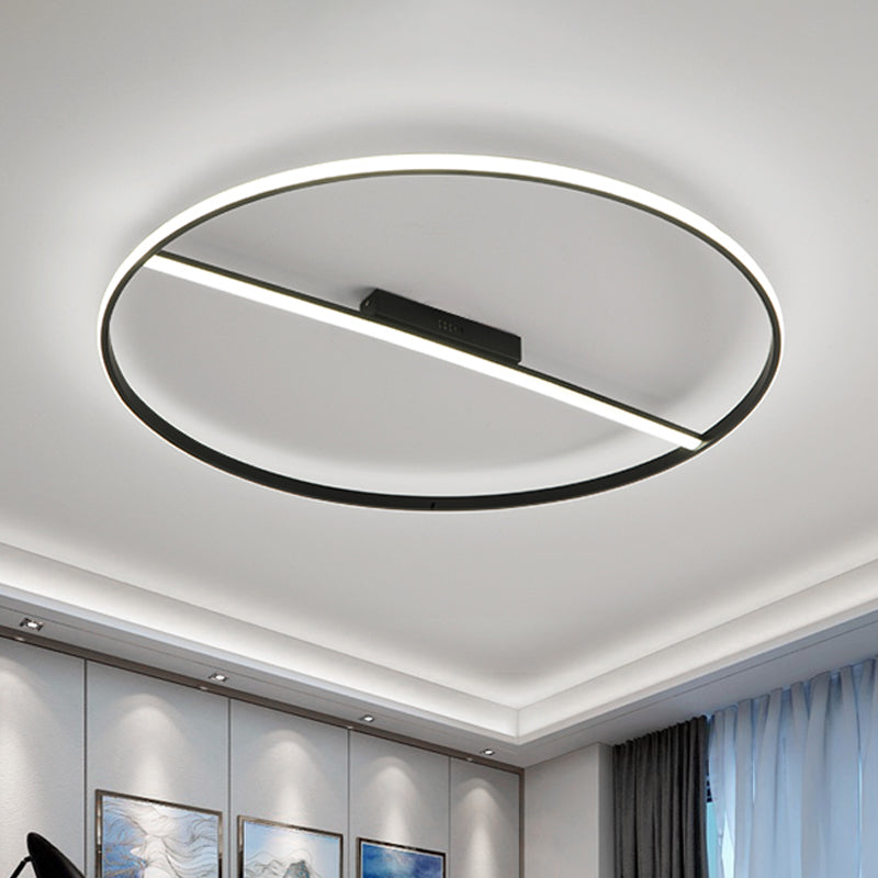 Thin Circle Flush Mounted Lamp Minimalist Acrylic Black 18