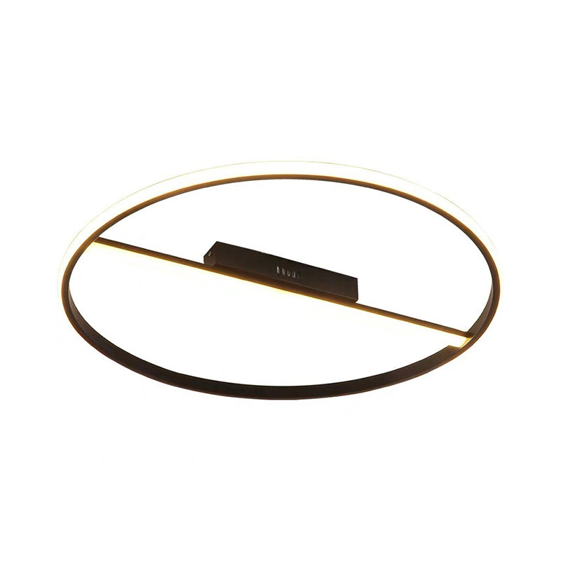 Thin Circle Flush Mounted Lamp Minimalist Acrylic Black 18