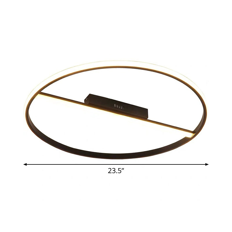 Thin Circle Flush Mounted Lamp Minimalist Acrylic Black 18