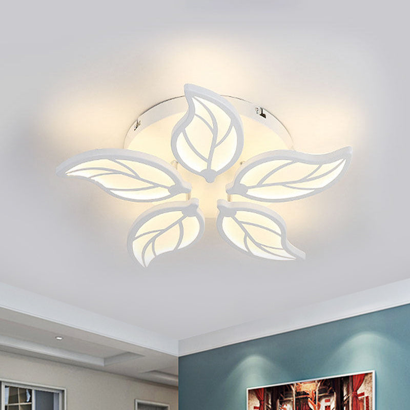 1/2-Tier Leaf Acrylic Flush Light Fixture Contemporary White LED Ceiling Lamp in Warm/White Light, 22