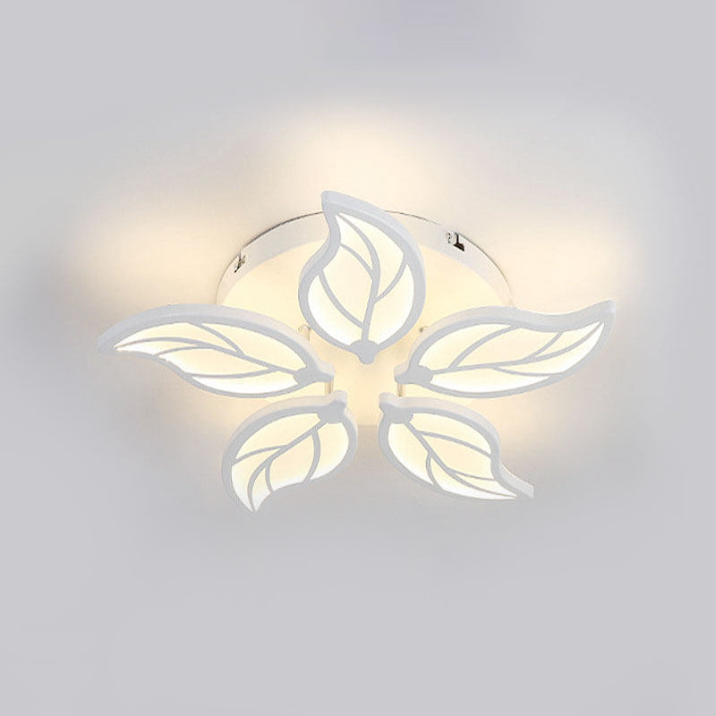 1/2-Tier Leaf Acrylic Flush Light Fixture Contemporary White LED Ceiling Lamp in Warm/White Light, 22