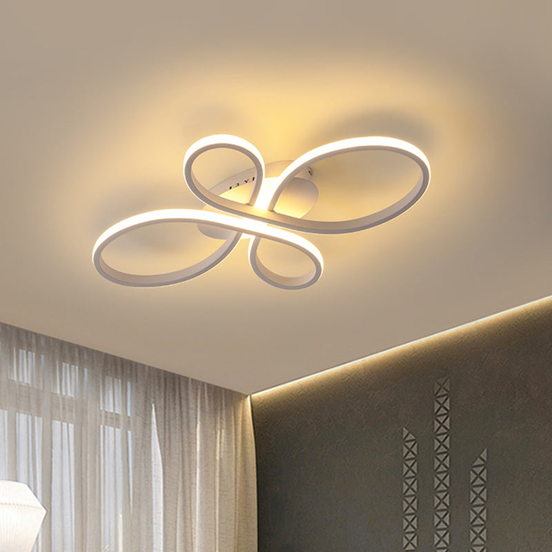 Bedroom LED Ceiling Mounted Light Minimalist White/Coffee Flush Mount with Petals Acrylic Frame, Warm/White/Natural Light White Clearhalo 'Ceiling Lights' 'Close To Ceiling Lights' 'Close to ceiling' 'Flush mount' Lighting' 1455545