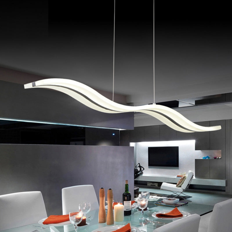 Wavy Office Pendant Light Fixture Acrylic Minimalist LED Hanging Ceiling Light in White Clearhalo 'Ceiling Lights' 'Modern Pendants' 'Modern' 'Pendant Lights' 'Pendants' Lighting' 1455559