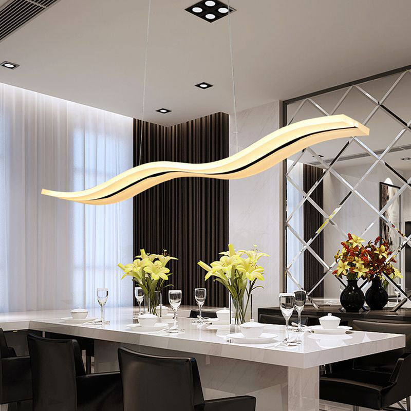 Wavy Office Pendant Light Fixture Acrylic Minimalist LED Hanging Ceiling Light in White Clearhalo 'Ceiling Lights' 'Modern Pendants' 'Modern' 'Pendant Lights' 'Pendants' Lighting' 1455560