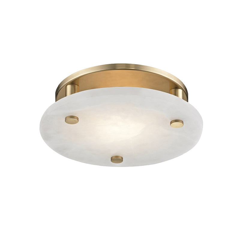 Gold Circle Ceiling Light Fixture Colonialism White Glass 3 Lights Living Room Semi Flush Mount Clearhalo 'Ceiling Lights' 'Close To Ceiling Lights' 'Close to ceiling' 'Glass shade' 'Glass' 'Semi-flushmount' Lighting' 1455622