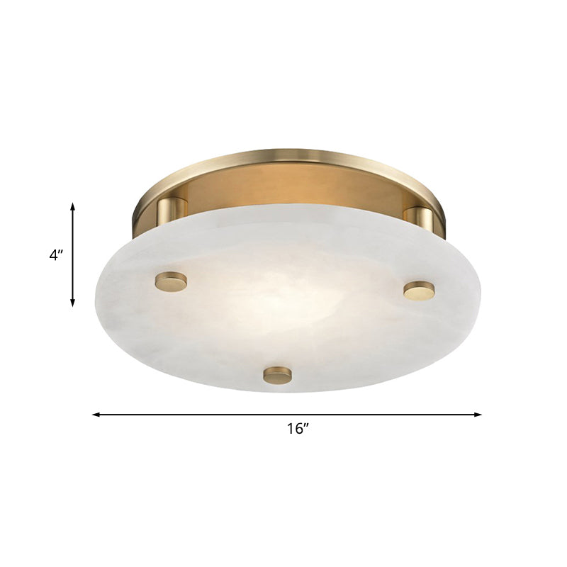 Gold Circle Ceiling Light Fixture Colonialism White Glass 3 Lights Living Room Semi Flush Mount Clearhalo 'Ceiling Lights' 'Close To Ceiling Lights' 'Close to ceiling' 'Glass shade' 'Glass' 'Semi-flushmount' Lighting' 1455623