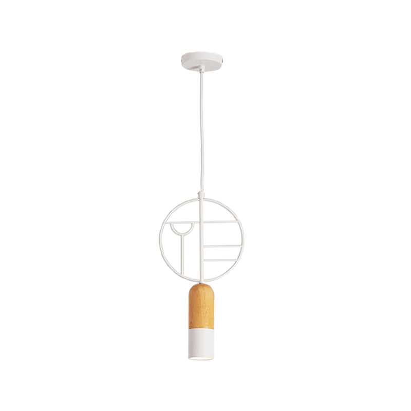 Nordic Chalk Shaped Wood Hanging Light Single Head Ceiling Pendant in White with Wired Round Decor Clearhalo 'Ceiling Lights' 'Modern Pendants' 'Modern' 'Pendant Lights' 'Pendants' Lighting' 1455811