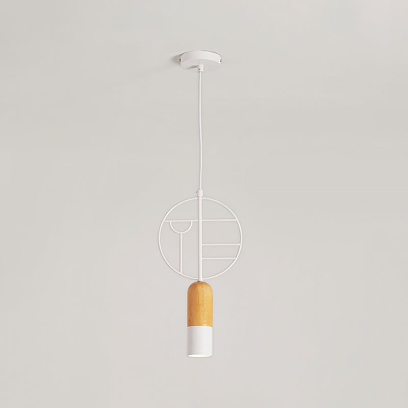 Nordic Chalk Shaped Wood Hanging Light Single Head Ceiling Pendant in White with Wired Round Decor Clearhalo 'Ceiling Lights' 'Modern Pendants' 'Modern' 'Pendant Lights' 'Pendants' Lighting' 1455812