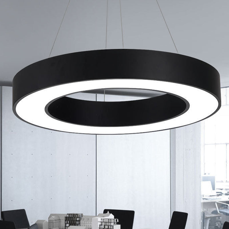 Thick Circle Iron Pendant Light Fixture Minimal Black LED Hanging Ceiling Light for Office Black Clearhalo 'Ceiling Lights' 'Modern Pendants' 'Modern' 'Pendant Lights' 'Pendants' Lighting' 1455831