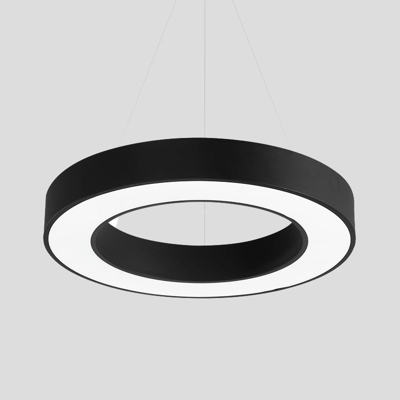 Thick Circle Iron Pendant Light Fixture Minimal Black LED Hanging Ceiling Light for Office Clearhalo 'Ceiling Lights' 'Modern Pendants' 'Modern' 'Pendant Lights' 'Pendants' Lighting' 1455834