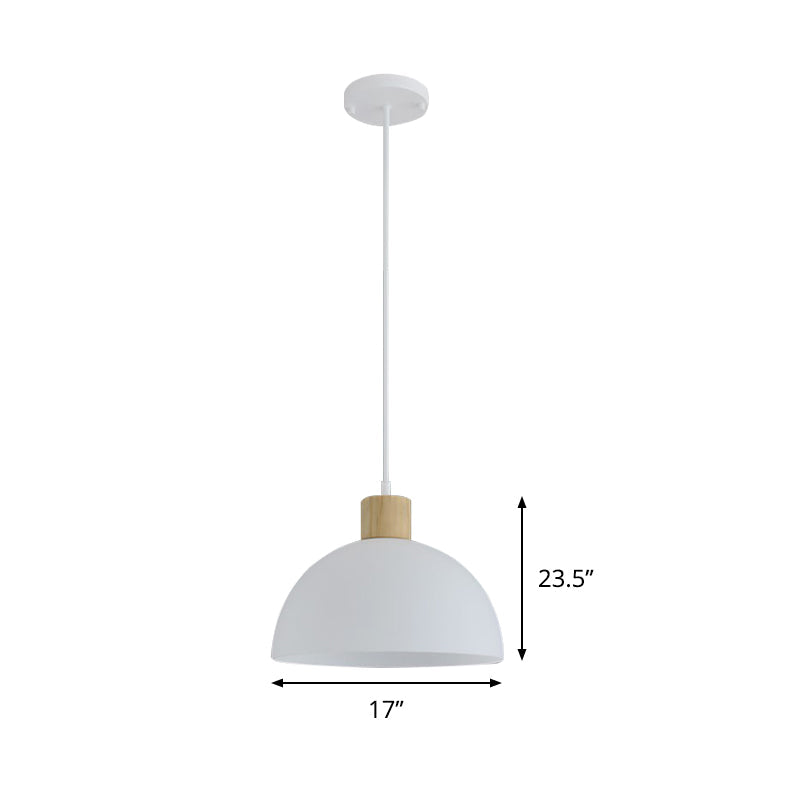 Acrylic Bowl Hanging Light Simplicity Single White Suspension Pendant Light with Wood Cap Clearhalo 'Ceiling Lights' 'Modern Pendants' 'Modern' 'Pendant Lights' 'Pendants' Lighting' 1455872