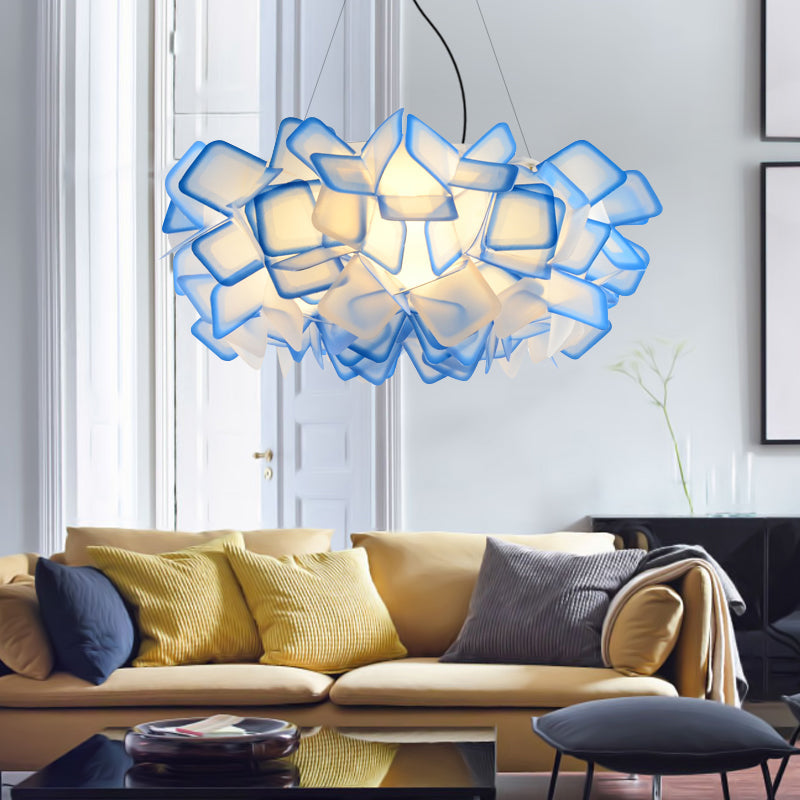 Hand-Worked Blooming LED Chandelier Modern Stylish Acrylic Blue/Purple Suspended Lighting Fixture, 21