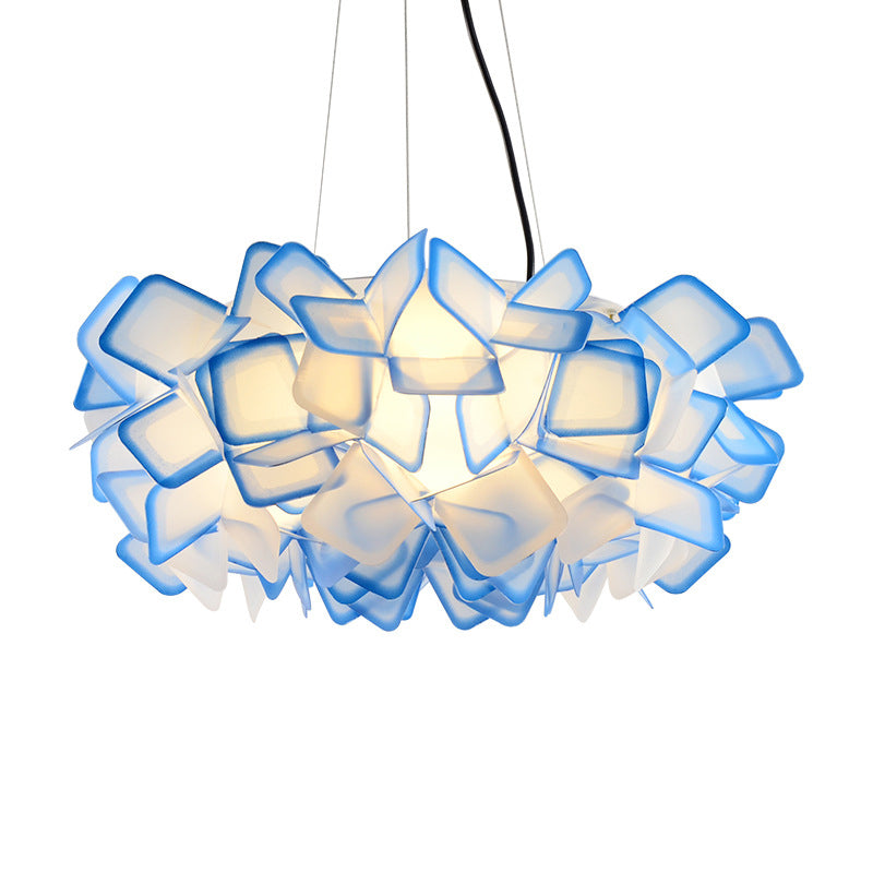 Hand-Worked Blooming LED Chandelier Modern Stylish Acrylic Blue/Purple Suspended Lighting Fixture, 21