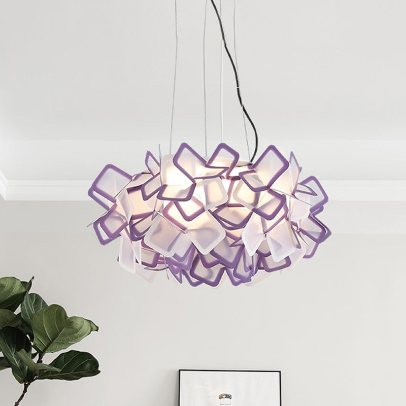 Hand-Worked Blooming LED Chandelier Modern Stylish Acrylic Blue/Purple Suspended Lighting Fixture, 21