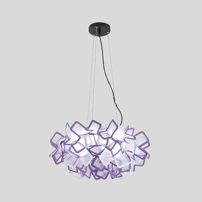 Hand-Worked Blooming LED Chandelier Modern Stylish Acrylic Blue/Purple Suspended Lighting Fixture, 21