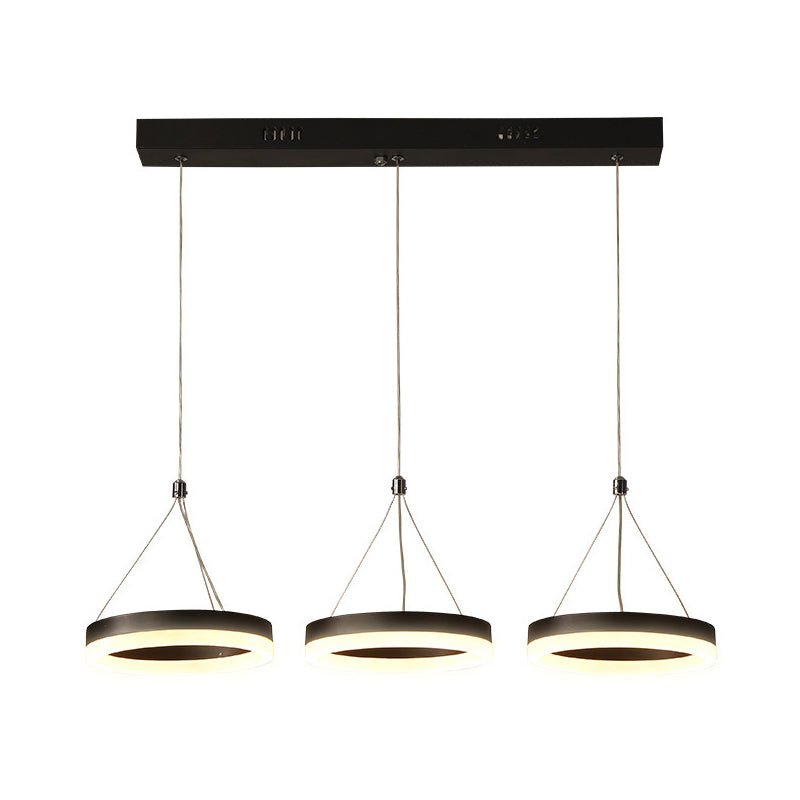 Circular Acrylic Hanging Pendant Modern Style 3 Heads Black LED Multi Light Ceiling Light Clearhalo 'Ceiling Lights' 'Modern Pendants' 'Modern' 'Pendant Lights' 'Pendants' Lighting' 1455975