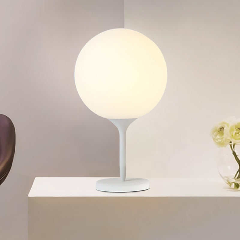 Frosted White Glass Spheroid Night Lamp Simplicity 1-Light Table Lighting for Living Room, 6