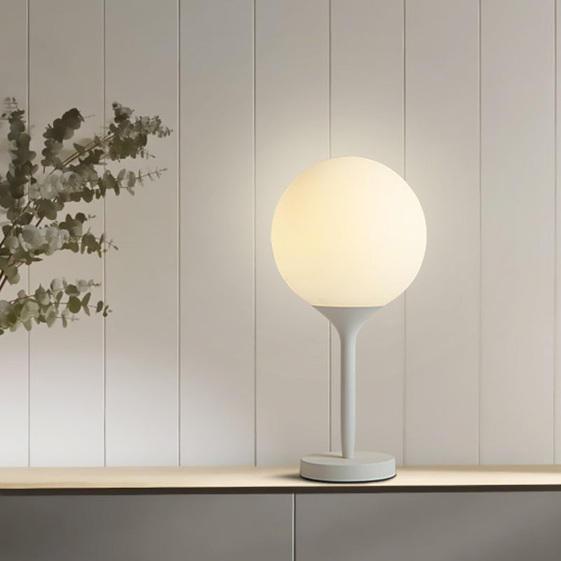 Frosted White Glass Spheroid Night Lamp Simplicity 1-Light Table Lighting for Living Room, 6