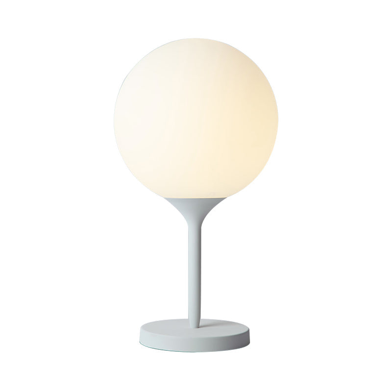 Frosted White Glass Spheroid Night Lamp Simplicity 1-Light Table Lighting for Living Room, 6