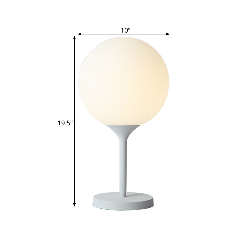 Frosted White Glass Spheroid Night Lamp Simplicity 1-Light Table Lighting for Living Room, 6