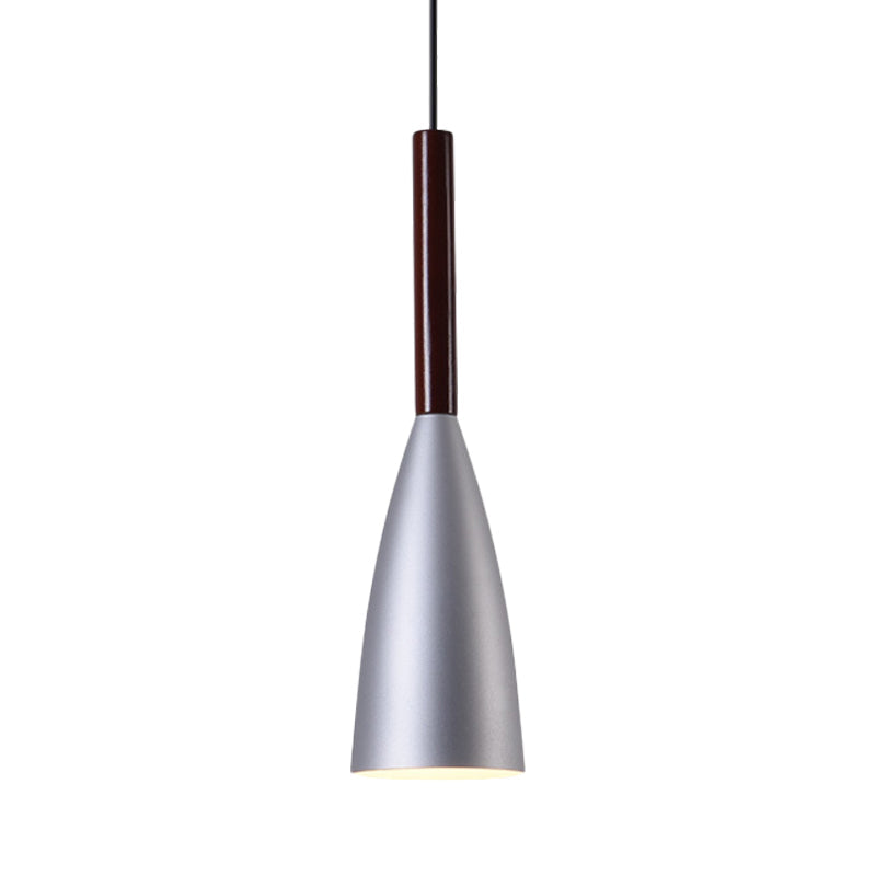 Grey Trumpet Pendulum Light Nordic 1 Head Aluminum Ceiling Pendant Light for Bedside Clearhalo 'Ceiling Lights' 'Modern Pendants' 'Modern' 'Pendant Lights' 'Pendants' Lighting' 1456125