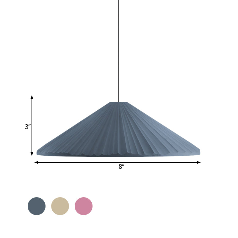 Ribbed Conic Pendant Light Fixture Macaron Resin Single Bedside Hanging Light in White/Pink/Blue Clearhalo 'Ceiling Lights' 'Glass shade' 'Glass' 'Modern Pendants' 'Modern' 'Pendant Lights' 'Pendants' Lighting' 1456136