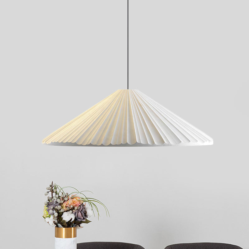 Ribbed Conic Pendant Light Fixture Macaron Resin Single Bedside Hanging Light in White/Pink/Blue White Clearhalo 'Ceiling Lights' 'Glass shade' 'Glass' 'Modern Pendants' 'Modern' 'Pendant Lights' 'Pendants' Lighting' 1456137