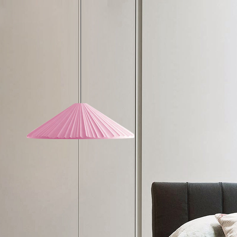 Ribbed Conic Pendant Light Fixture Macaron Resin Single Bedside Hanging Light in White/Pink/Blue Clearhalo 'Ceiling Lights' 'Glass shade' 'Glass' 'Modern Pendants' 'Modern' 'Pendant Lights' 'Pendants' Lighting' 1456143