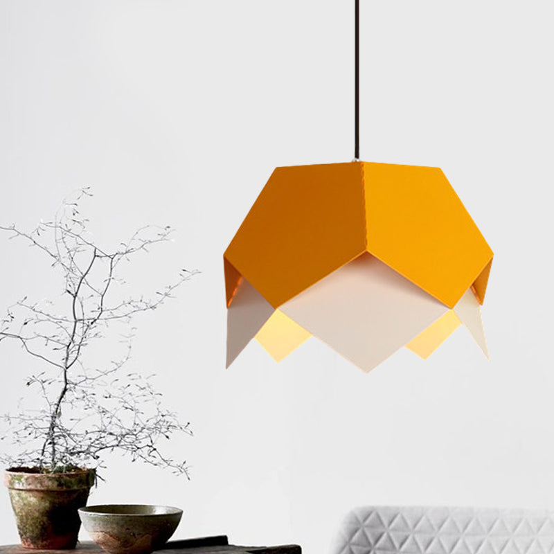 Layered Iron Hanging Light Macaron 1 Bulb Blue/Yellow Pendant Ceiling Light with Scalloped Edge Yellow Clearhalo 'Ceiling Lights' 'Modern Pendants' 'Modern' 'Pendant Lights' 'Pendants' Lighting' 1456209