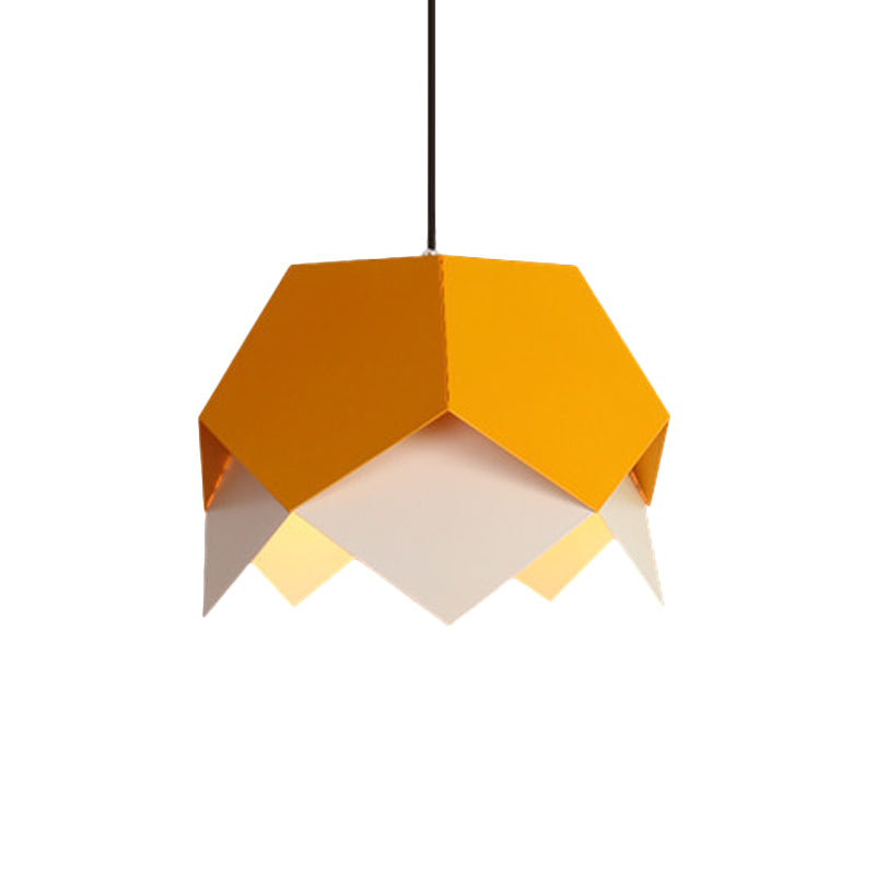 Layered Iron Hanging Light Macaron 1 Bulb Blue/Yellow Pendant Ceiling Light with Scalloped Edge Clearhalo 'Ceiling Lights' 'Modern Pendants' 'Modern' 'Pendant Lights' 'Pendants' Lighting' 1456212