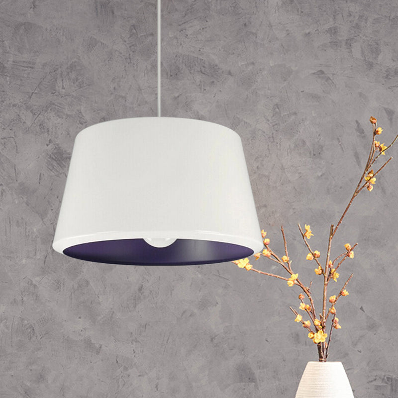 Aluminum Truncated Cone Pendant Simplicity Single 12/16 Inches Wide White and Purple Inner Pendulum Light White Clearhalo 'Ceiling Lights' 'Modern Pendants' 'Modern' 'Pendant Lights' 'Pendants' Lighting' 1456227