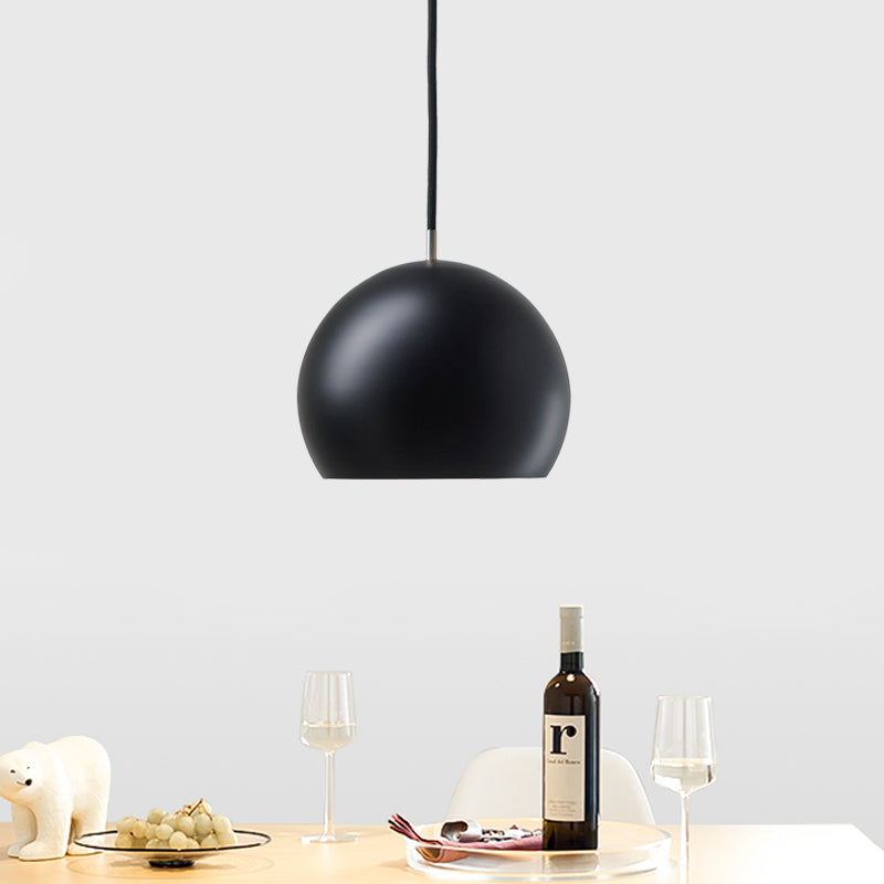 Simple Hemispherical Small Pendant Light Metal Single Bulb Bedroom Hanging Lamp in Black Clearhalo 'Ceiling Lights' 'Modern Pendants' 'Modern' 'Pendant Lights' 'Pendants' Lighting' 1456235