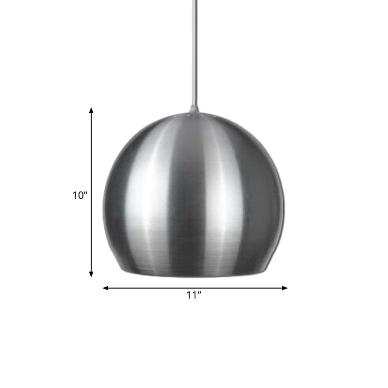 Satin Nickel Dome Hanging Light Minimalism 1 Head Aluminum Pendant Lighting Fixture with Venting Pierced Design Clearhalo 'Ceiling Lights' 'Modern Pendants' 'Modern' 'Pendant Lights' 'Pendants' Lighting' 1456242