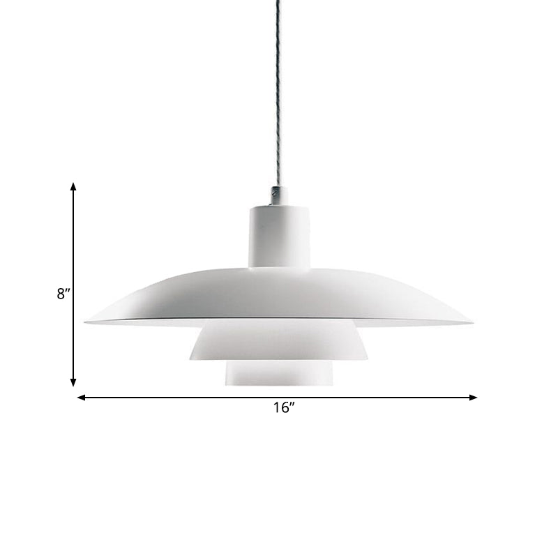 3-Layer Shade Pendant Lamp Nordic Aluminum Single White Ceiling Light for Sitting Room Clearhalo 'Ceiling Lights' 'Modern Pendants' 'Modern' 'Pendant Lights' 'Pendants' Lighting' 1456258